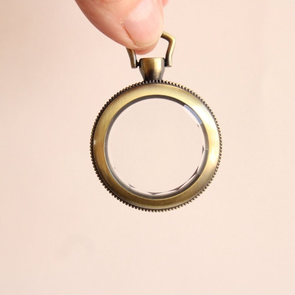 Pocket Watch Case 1.5" Steampunk Retro, Gold Tone or Brass Beveled Glass Front - Picture 6 of 10